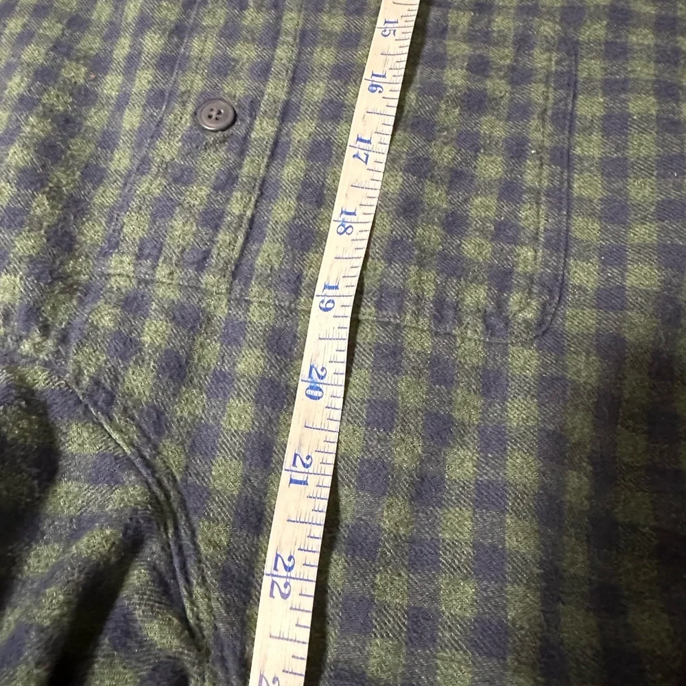 J. Crew Navy and Green Checkered Shirt